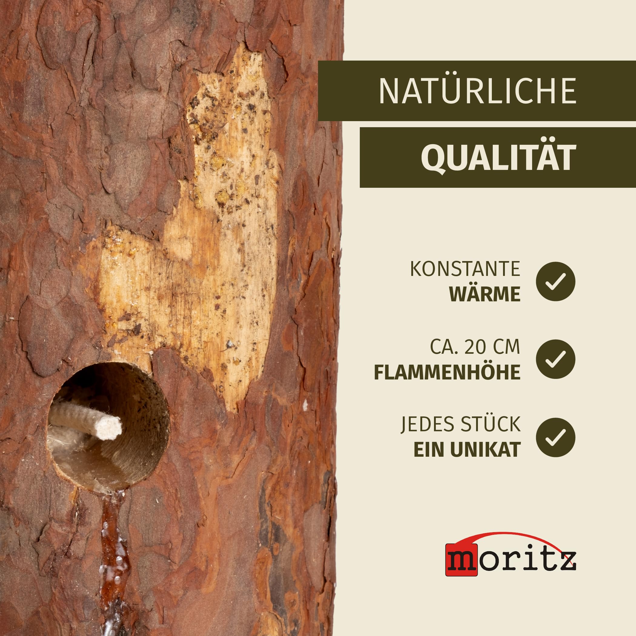 Moritz 6X Schwedenfeuer Citronella Geruch Baumfackel inkl. Anzünddocht Finnenfackel Gartenfackel Fackel Holz Partyfackel 1,5-2 Stunden Brenndauer 20cm hoch