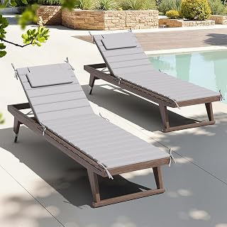 Chaise Lounge Cushions Set of 2 Waterproof Foldable 80x26 Gray