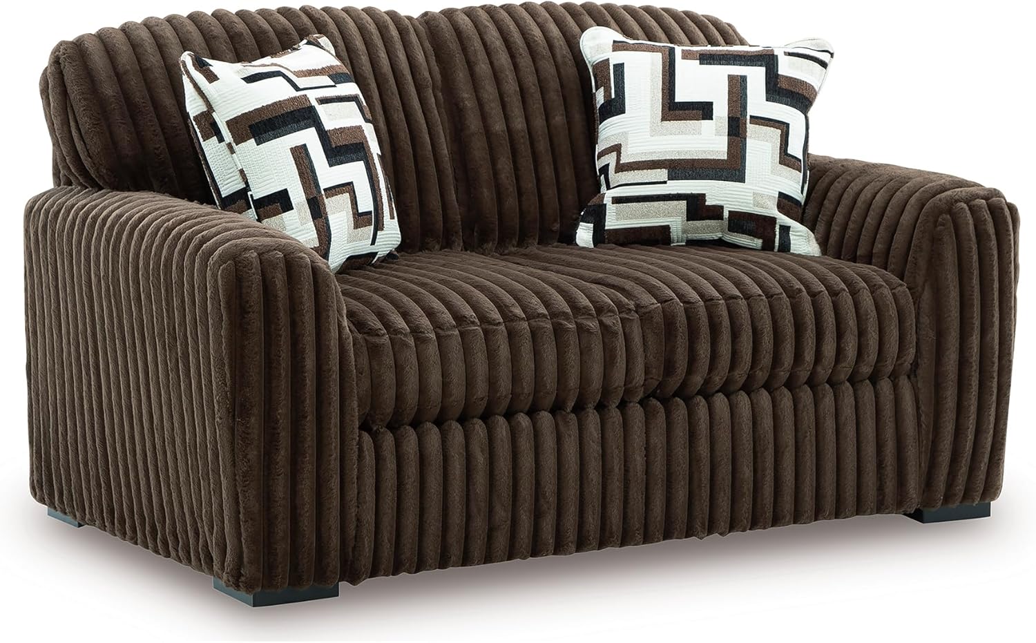 Signature Design by Ashley 72-Inch Corduroy Loveseat, Chocolate Brown | Extra-deep 27-inch plush seating, Sag-resistant platform foundation, 100% polyester easy-clean fabric, Midnight-Madness