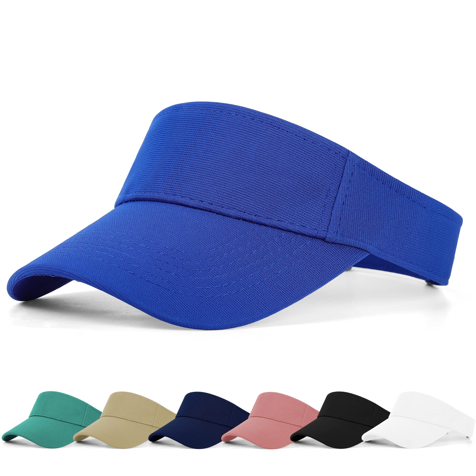Fchui Women's Blue Sun Visor Cap - Ponytail Baseball Cap For And Long Peak Thicker Sweatband Adjustable Hat For Golf Cycling Fishing Tennis Running Jogging Visor Hats For Men (Blue)
