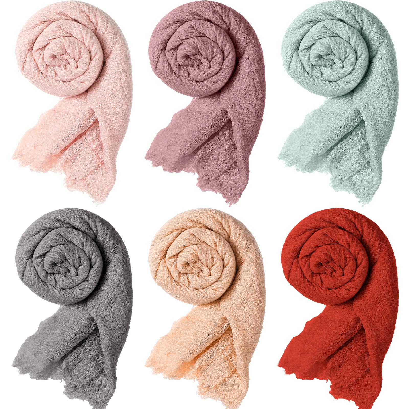 6 Pcs Women Scarf Shawl Hijab Scarfs Cotton Blend Shawl Crinkle Wrap Head for Seasons