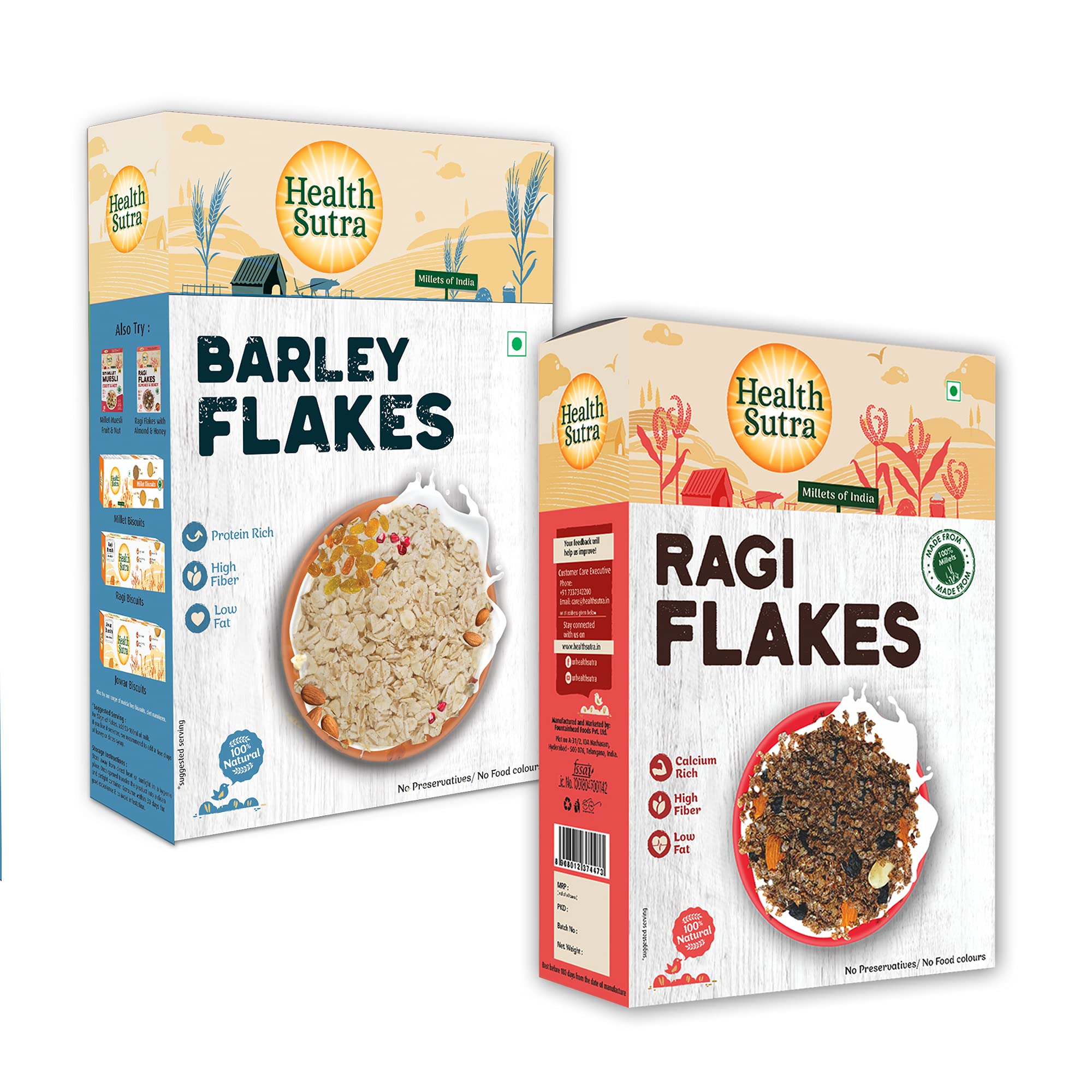 Health Sutra Flakes Combo - Ragi Flakes & Barley Flakes (500gm each) – Millets Cereal for Breakfast, High Protein, Diet food for Weight Loss, 100% Natural, Use like Oats/Corn Flakes (B09FFLHTJT) Amazon Price History, Amazon Price Tracker