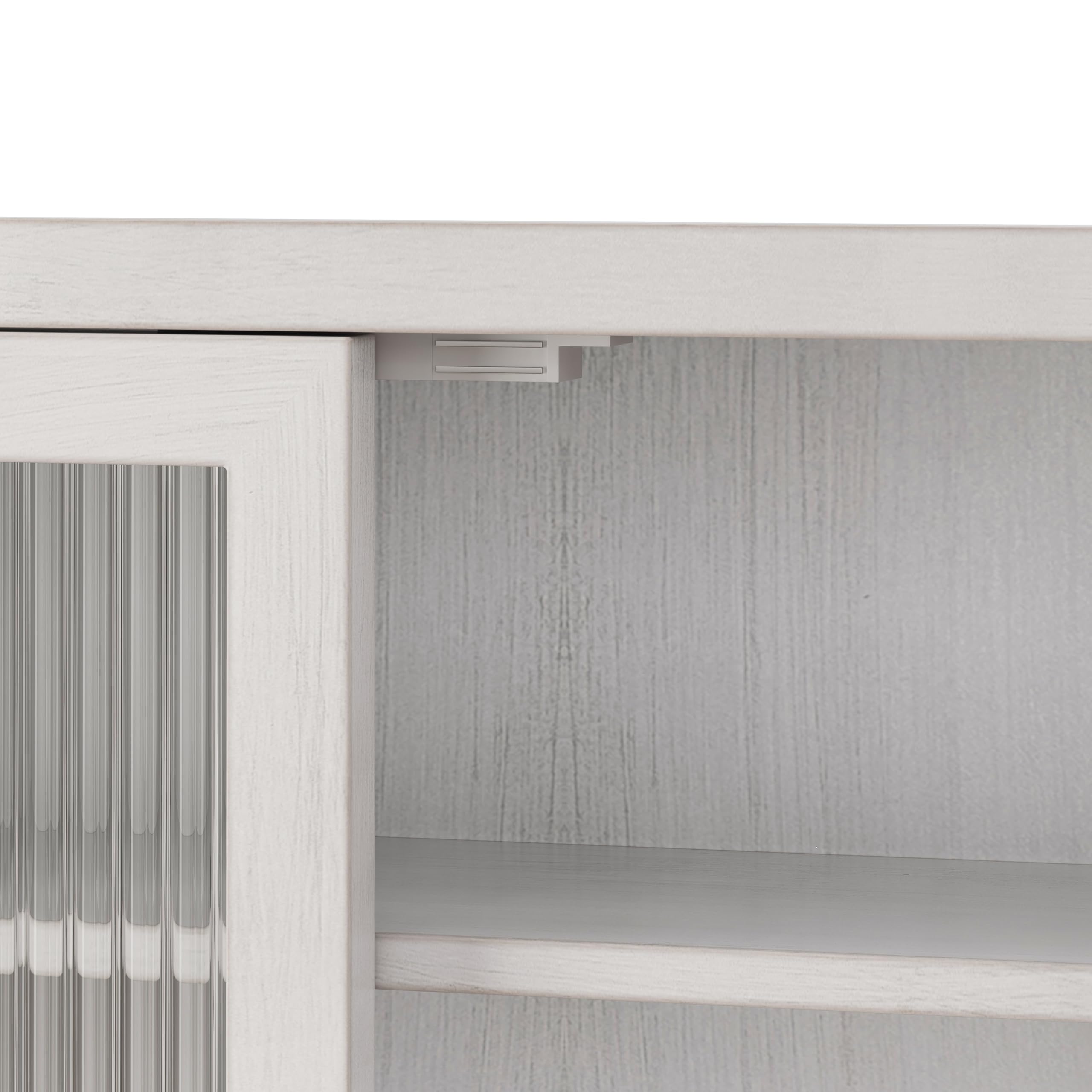 Gabinete de pared vintage de doble puerta de cristal con tres niveles de almacenamiento y estante de toalla, para baño, cocina o sala de comedor, blanco lavado (blanco)