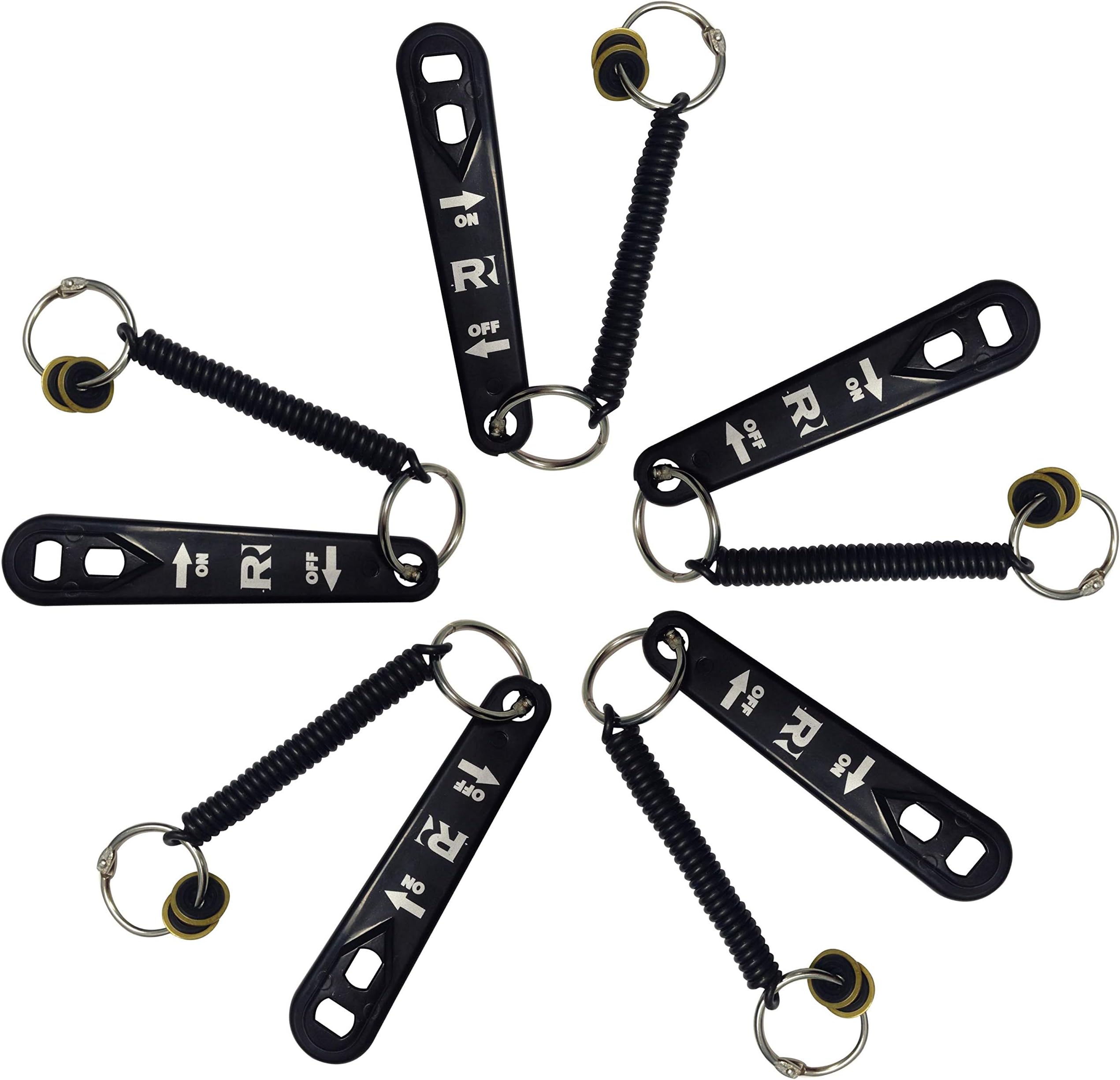 5-Pack Oxygen Cylinder Wrenches, Each w/Bungee & 2 Brass Yoke Washer Seals for O-Ring Replacement on O2 Regulators