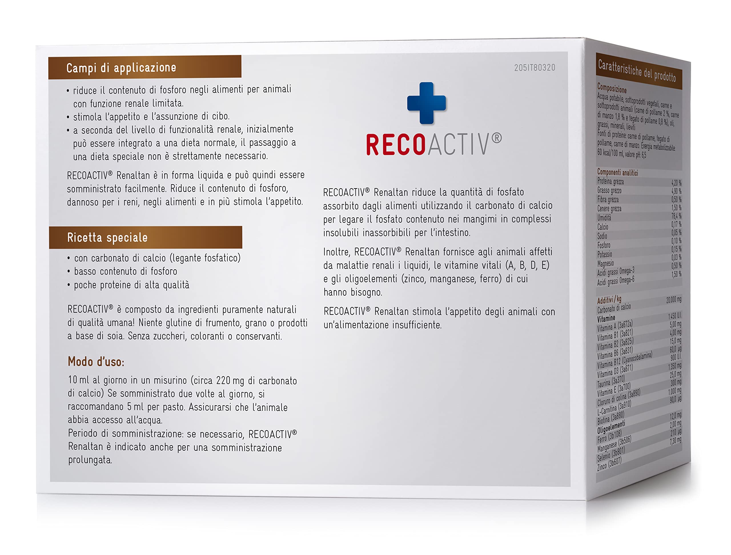 RECOACTIV Tonico Renaltan per Gatti, 3 x 90 ml, integratore Alimentare con chelante di fosfati per ridurre Il Contenuto di fosfato nell’Alimentazione in Caso di insufficienza renale o IRC.