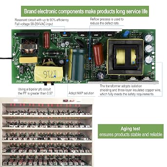 LED Driver 150 Watts Waterproof IP67 Power Supply Transformer Adapter 85V-265V AC to 12V DC Low Voltage Output with 3-Prong Plug 3.3 Feet Cable for LED Light, Computer Project, Outdoor Light