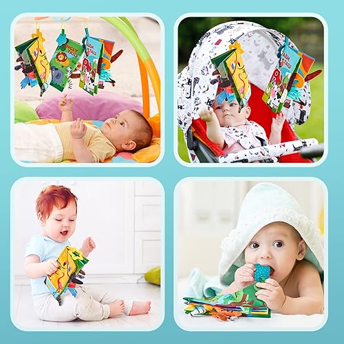 Miniatura 7 de BUGGI Libros para bebés de 0 a 6 meses primera tela arrugada con juguetes mordedores para bebés bebés y niños pequeños juguetes de 6 a 12