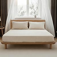 Vista 12 de Simple&Opulence Sábana bajera ajustable de lino (1 pieza), funda de colchón de 14 pulgadas de profundidad, mezcla de algodón natural, suave y Azul