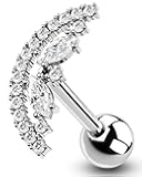 OUFER 16G Helix Piercing Jewelry, 316L Surgical Steel Cartilage Earrings Stud, Clear CZ Tragus Earrings, Conch Lobe Piercing Jewelry for Women Men