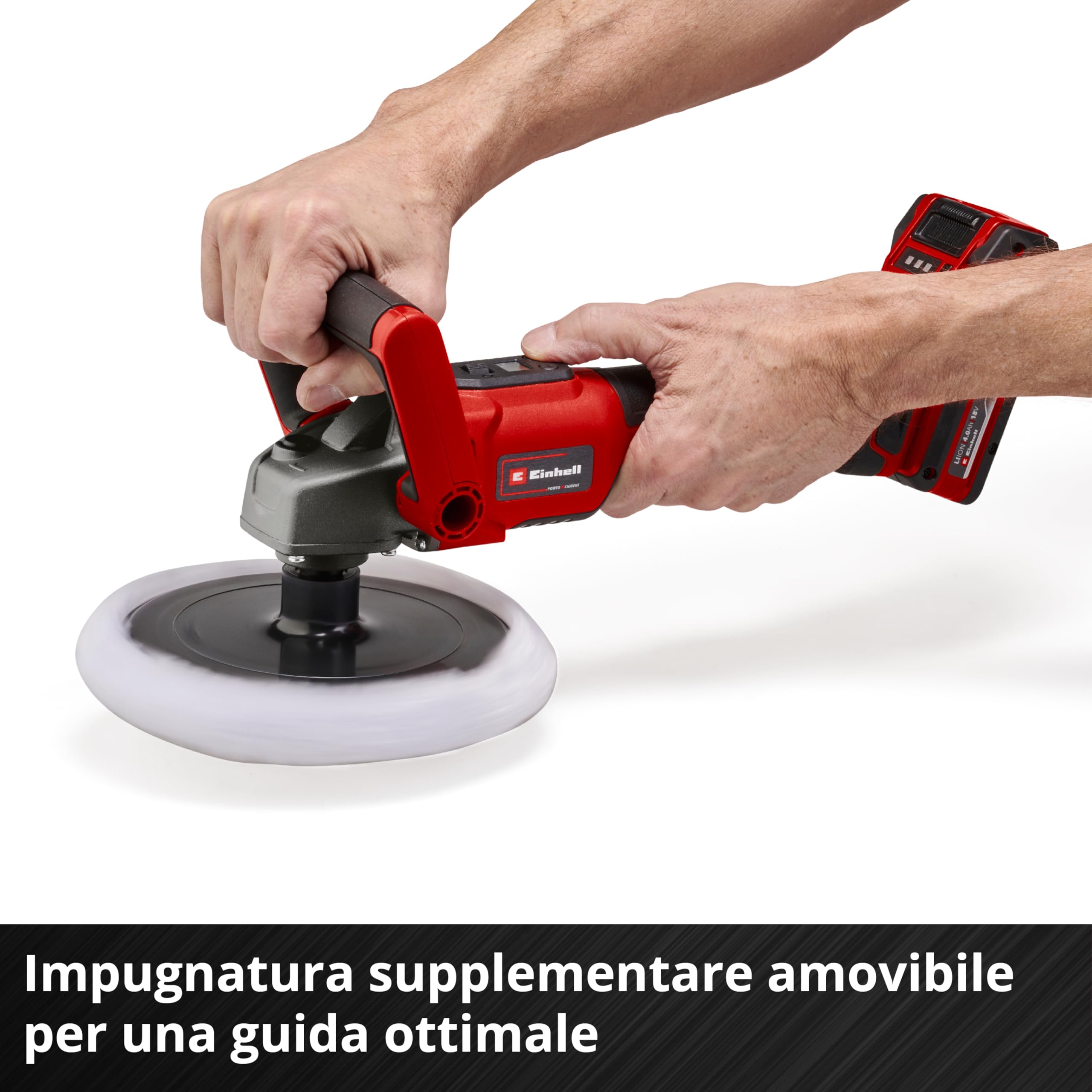 Einhell Lucidatrice/levigatrice a batteria CE-CP 18/180 Li E-Solo Power X-Change (li-ion, motore brushless, regolazione elettronica del numero di giri senza batteria e senza caricabatteria)