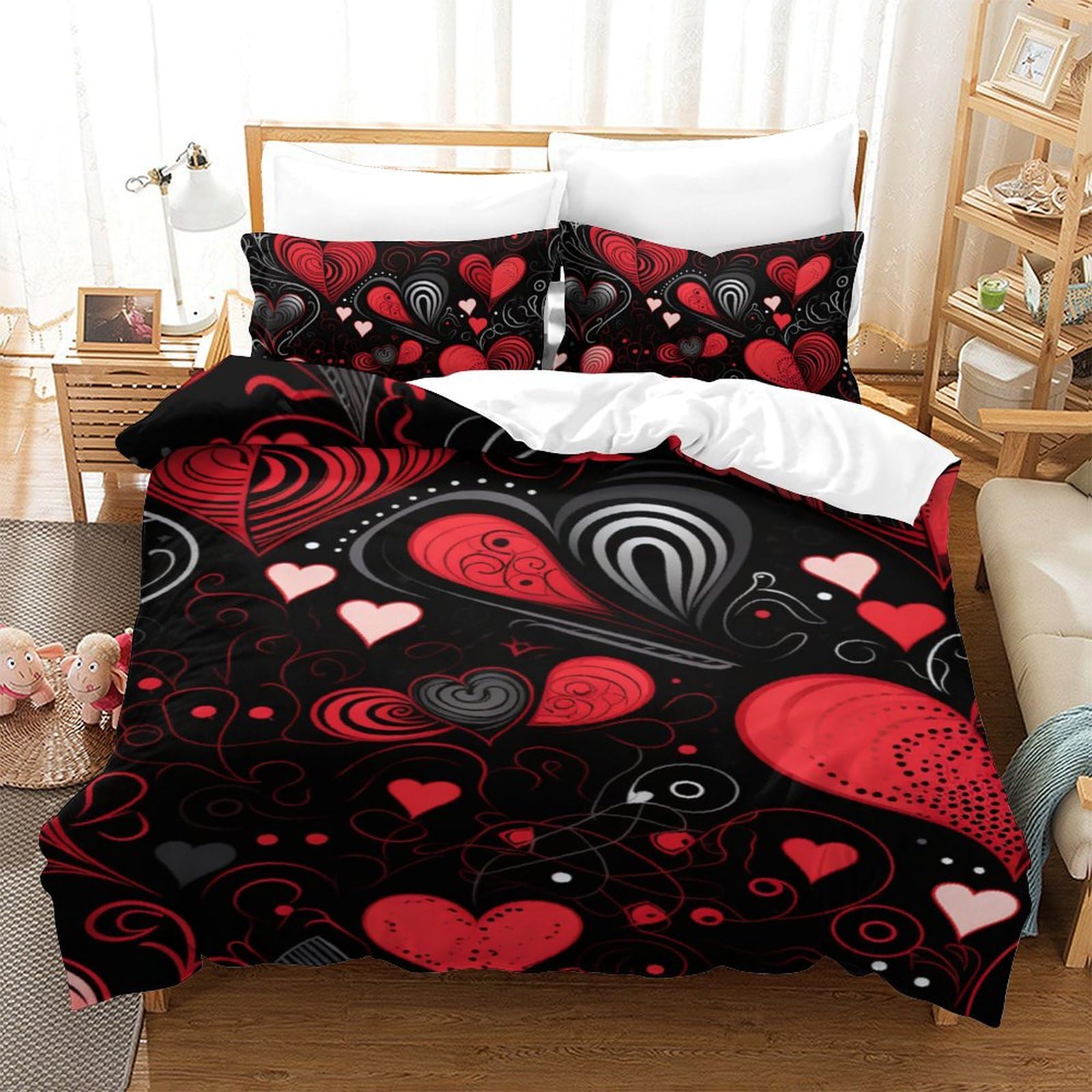 Housse de couette single Amour avec fermeture éclair 140x200cm pour homme
