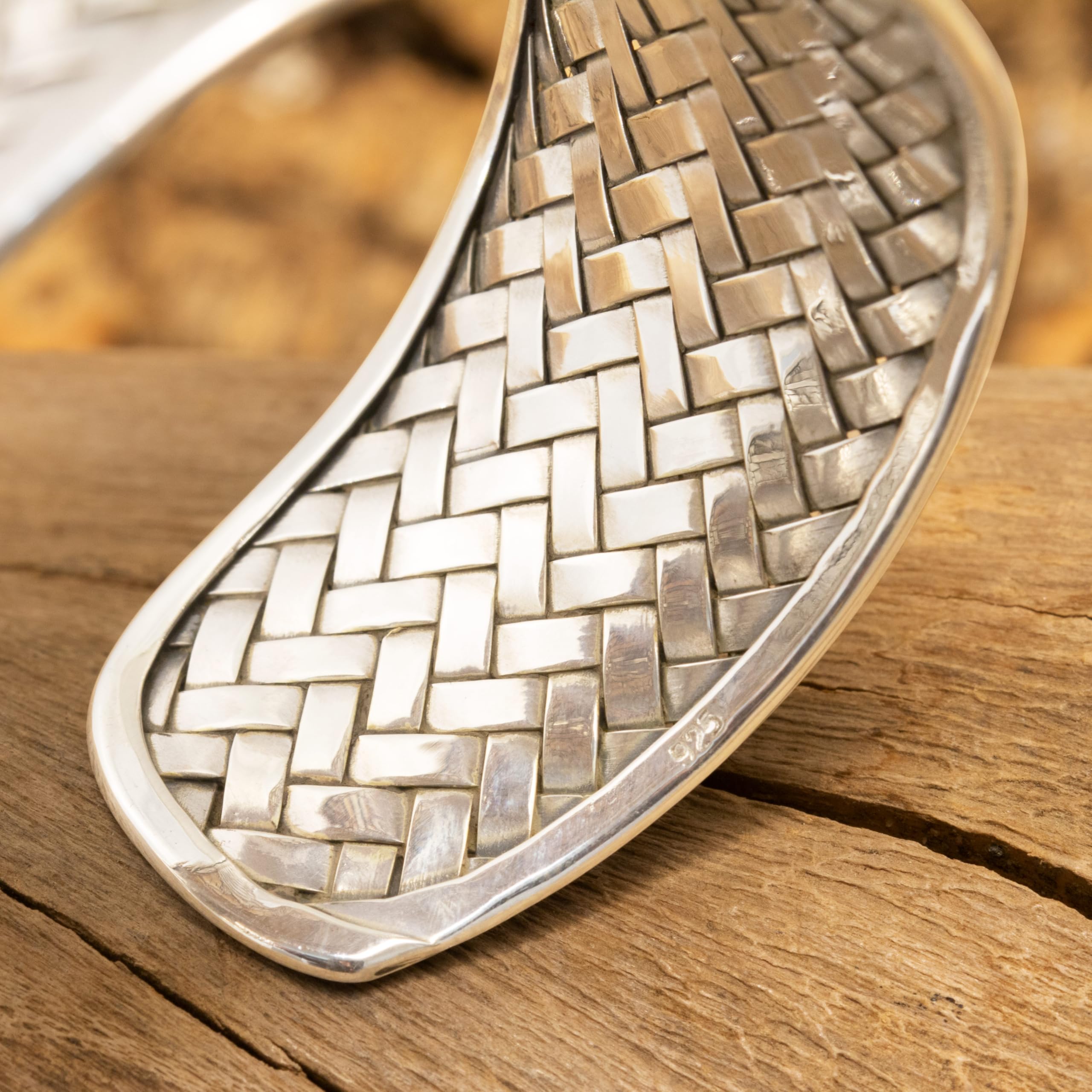 Fly Style Silber-Armreif - Damen-Armspange mit Flechtmuster - Poliert oder Oxidiert