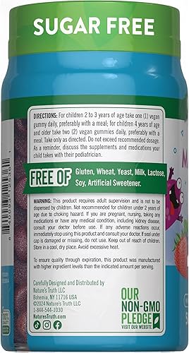 Miniatura 7 de Gominolas de magnesio Nature's Truth para niños  Glicinato y citrato  50 unidades  Sabor a bayas mixtas  Suplemento vegano, sin OMG y sin gluten