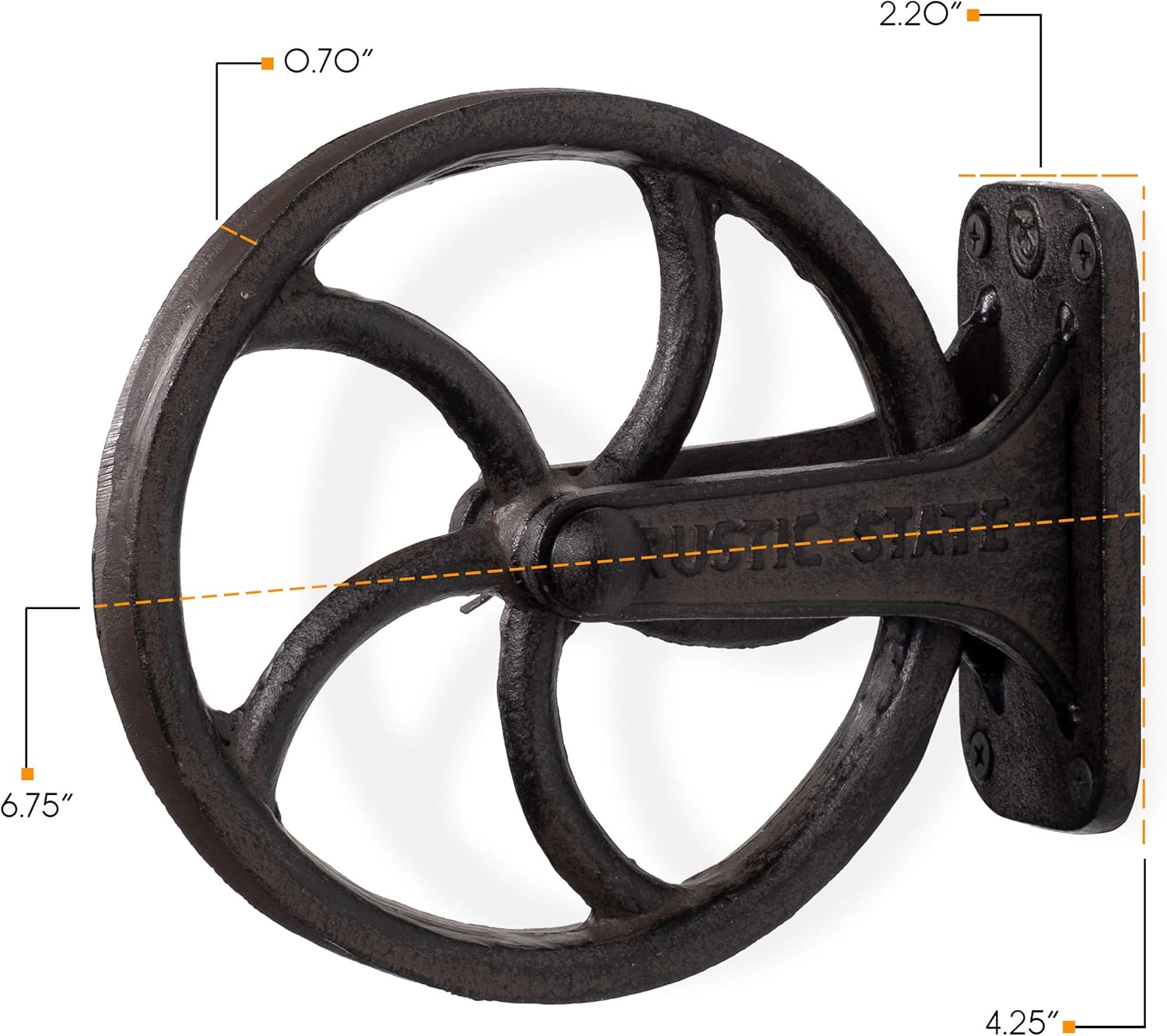Rustic State Halat Cast Iron Vintage Industrial Wheel Farmhouse Wall Mount Pulley 6.75 Inch Diameter for Custom Make Lamp Pendant Fixtures Black