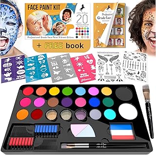 Face Paint Kit for Kids – 20 Washable Colors, Guaranteed Stain-Free, Pai...