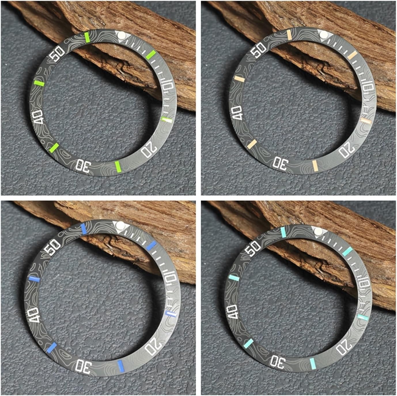Dive Timing Watch Bezel Insert 38×30.5MM Ceramics Forged Carbon Style Sloping for SKX007 SKX009 SPB Series Case Mods