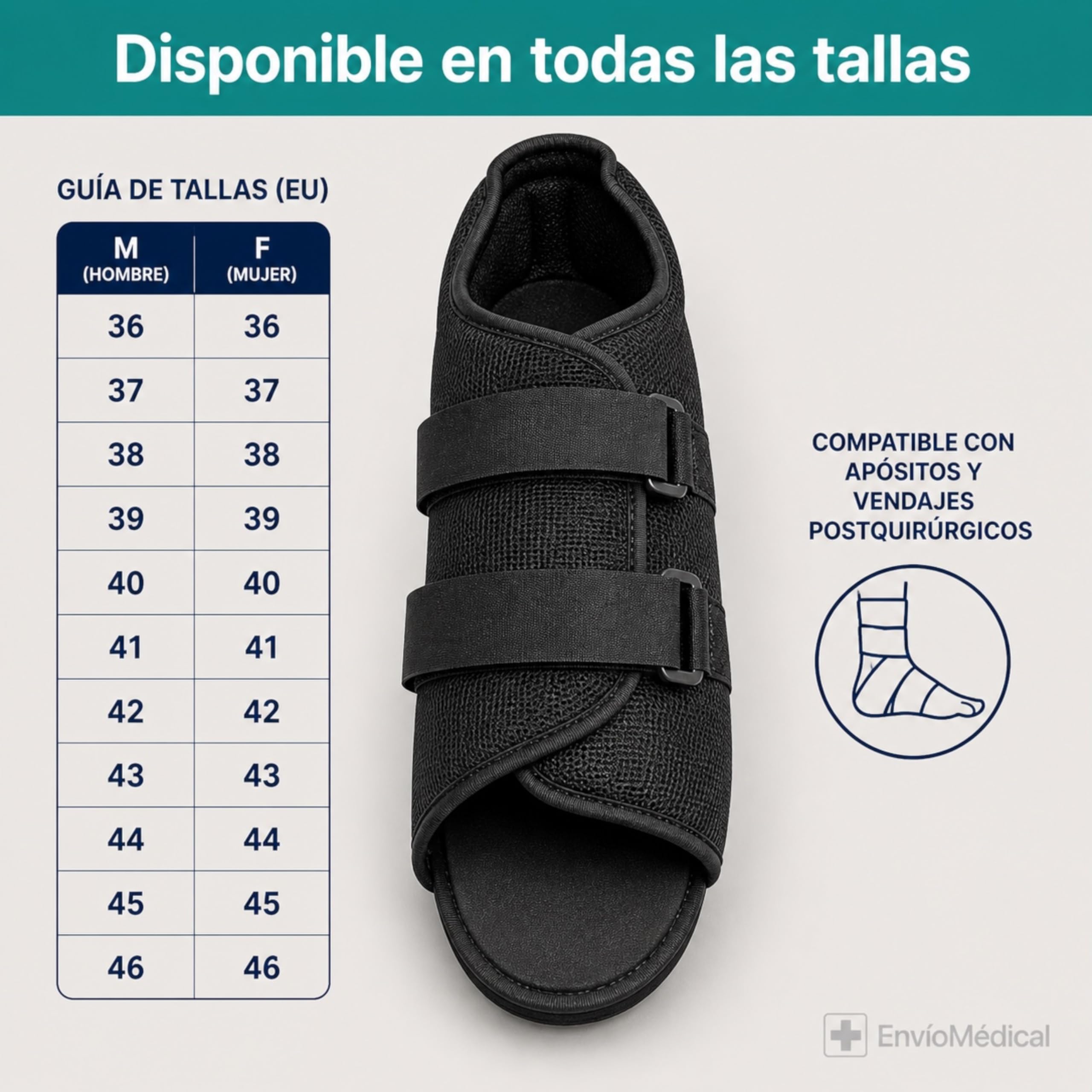 GERCARE Orliman CP02 Zapato Post-Operatorio de Tacón Invertido: Calzado Ortopédico Quirúrgico para Cirugía de Hallux Valgus (Juanetes) y Dedos en Garra, Descarga del Antepie, (Talla 3 (41-42))