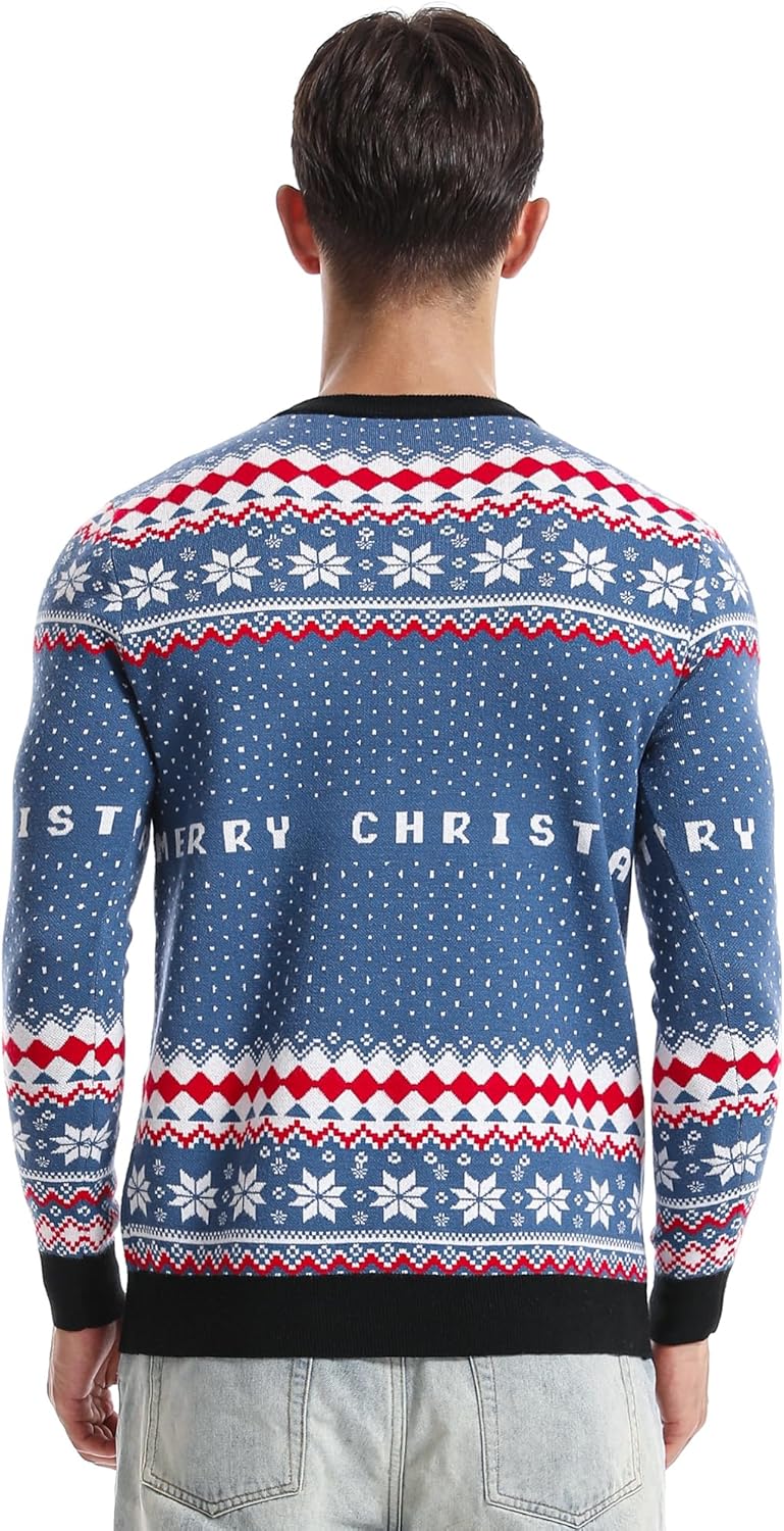 Runhit Ugly Christmas Sweater Men Unisex Crew Neck Knitted Ugly Christmas Sweater Women Funny Pullover for Holiday - Image 2