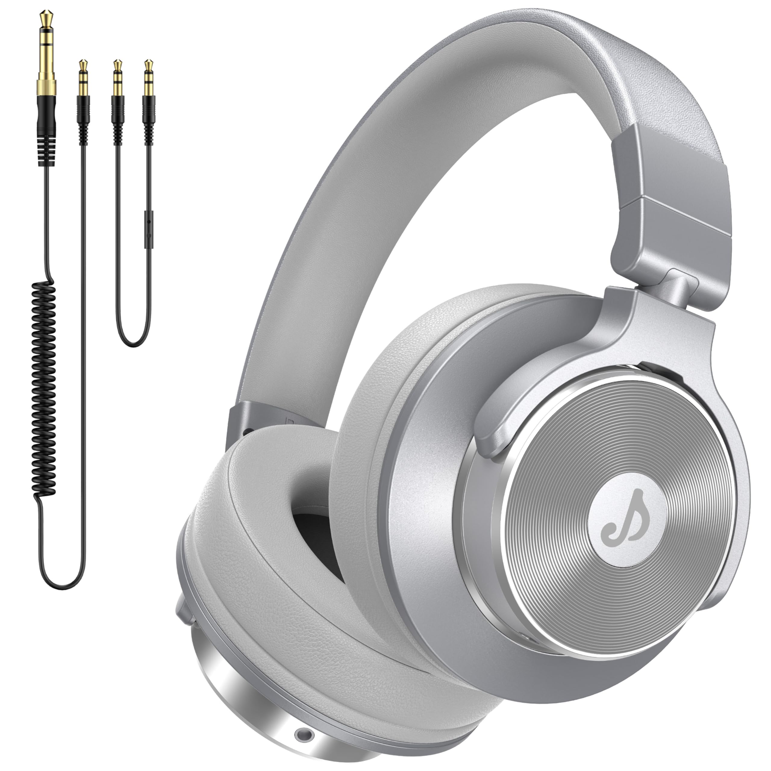 Wired Headphones, Over Ear Headphones for Studio Monitor & Mixing DJ | 50mm Drivers, Stereo Sound, 1/4 to 3.5mm Jack, for Guitar AMP, Podcast, Keyboard & Computer Recording, Silver-picture-34