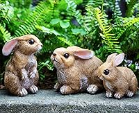 LEGIFO Bunny Garden Statues Set of 3 - Adorable Outdoor Rabbit Figurines for Easter Yard Decor, Hand-Painted Resin Sculptures