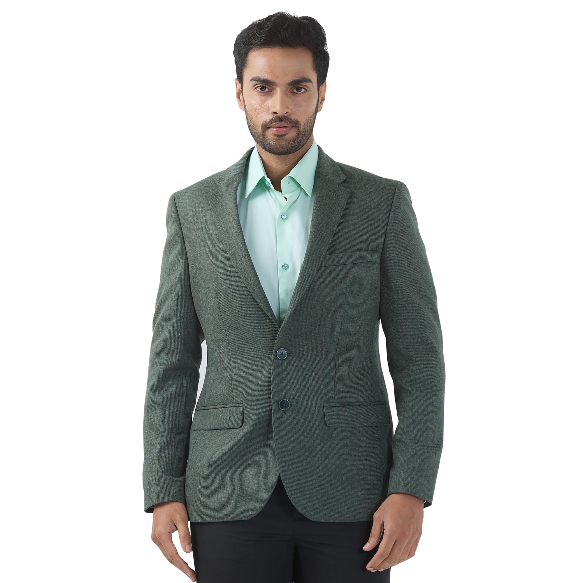 raymond Men Regular Fit Structure Pattern Poly Wool Blend Notch Lapel Full Sleeve Formal Blazer-picture-36