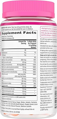 Miniatura 12 de Centrum Gomitas multivitamínicas prenatales con DHA y ácido fólico, sabores mixtos de bayas y naranja, 60 unidades, suministro para 30 días
