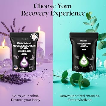 Aromasong Muscle Recovery Bath Soak for Muscle | Sore Muscle Soak with Dead Sea Salt, OptiMSM, Magnesium Flakes & Essential Oils | 3 Lb. - Made in USA.