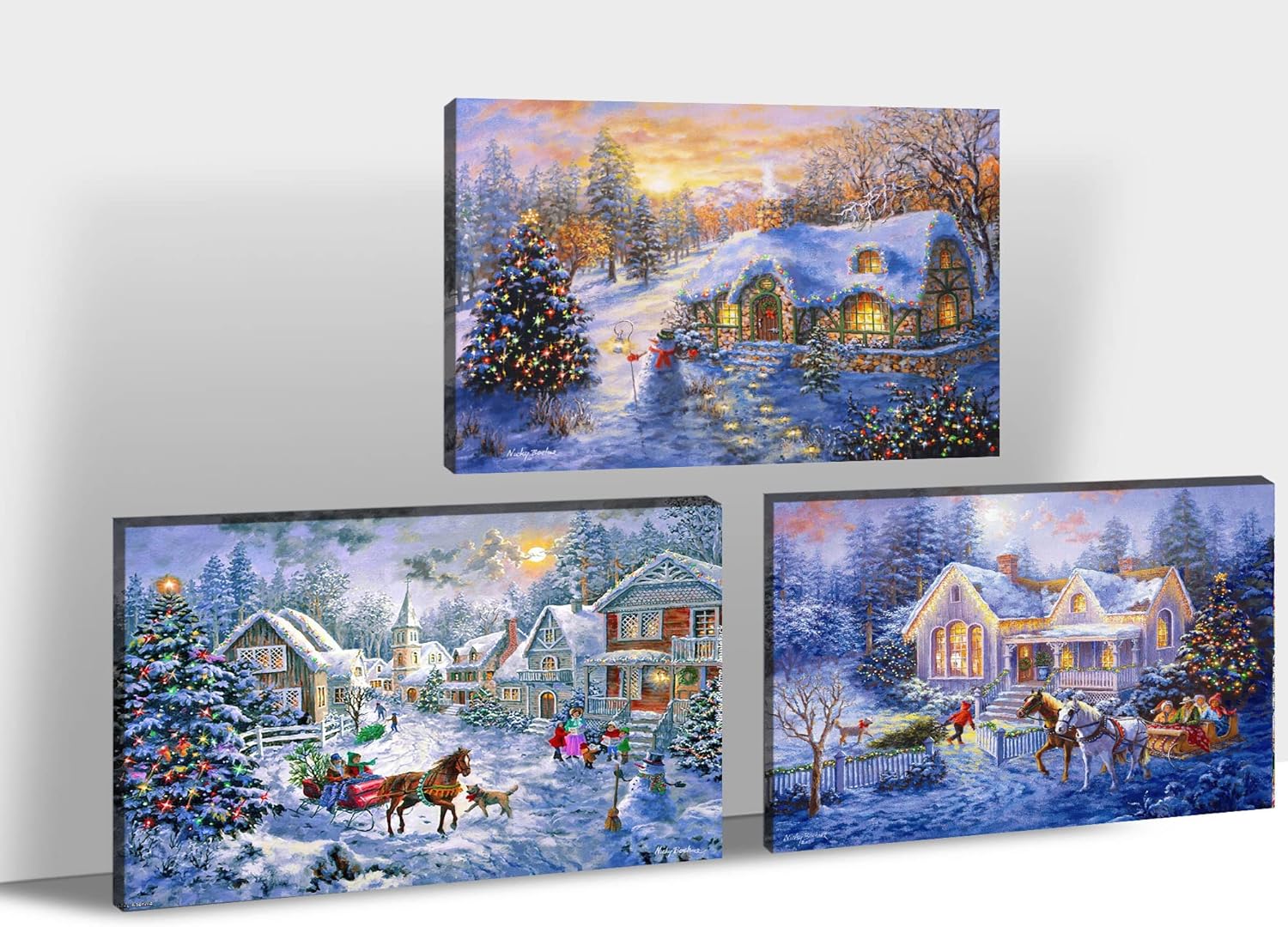 Christmas Canvas Wall Art(3 Piece) Christmas Pictures for
