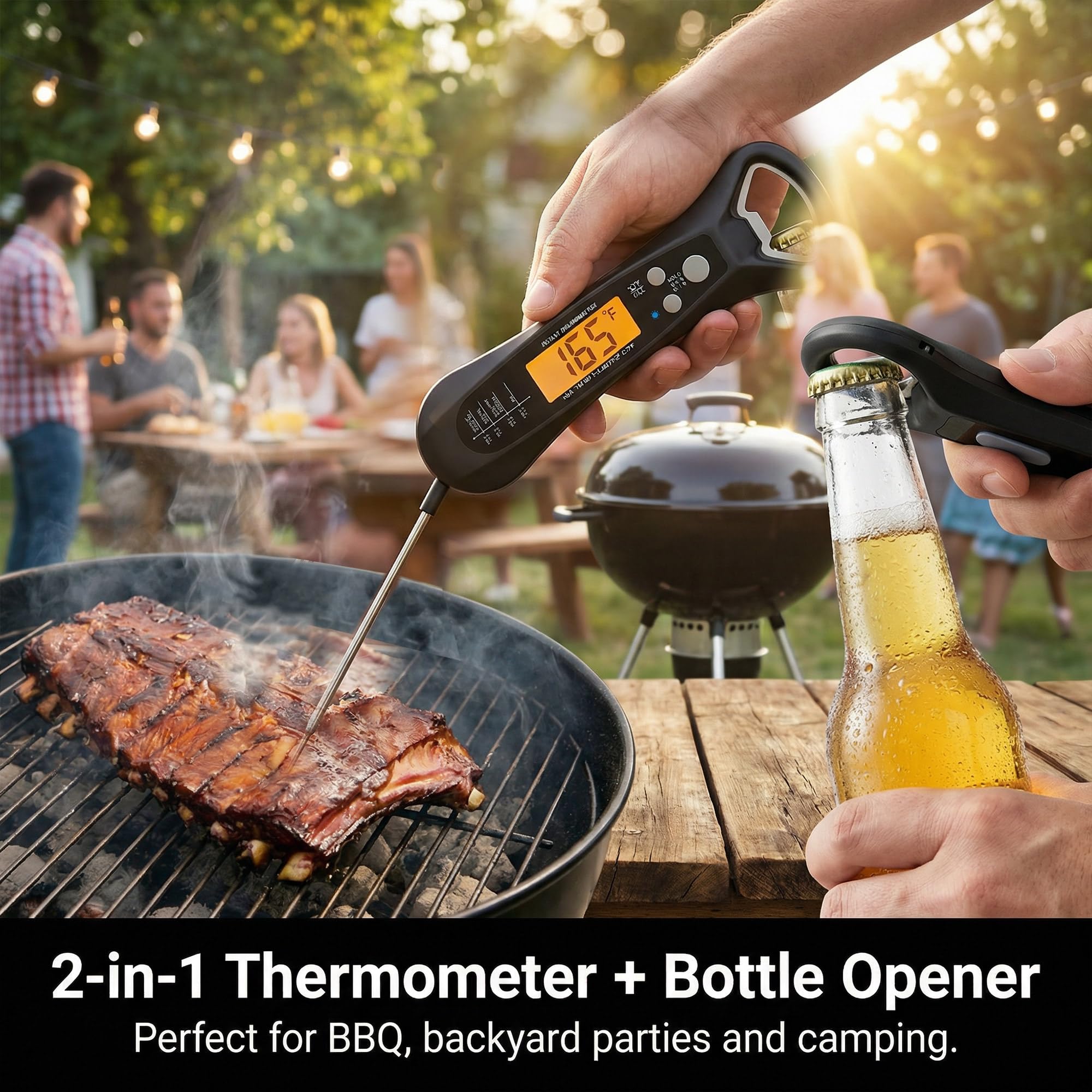 Termometro digitale a lettura istantanea, impermeabile, per cucinare, cuocere al forno, latte e liquidi, con schermo LCD retroilluminato, lettura istantanea, per cucinare, barbecue, friggere