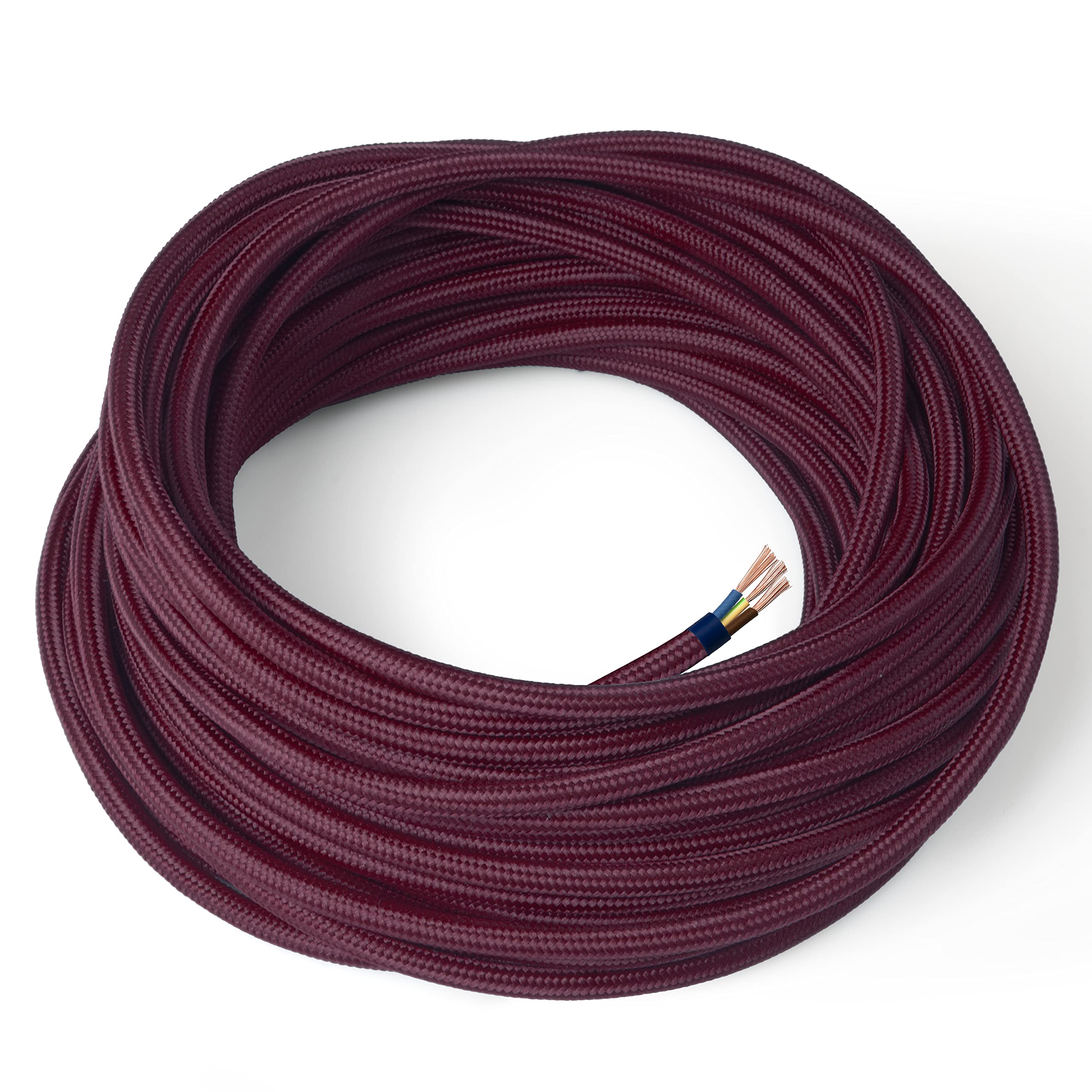 Amarcords - Cable de tela color NEGRO, redondo, seda, 10 metros, con tierra 3x0,75 - Hilo eléctrico textil de color estilo clásico para lámparas bricolaje y iluminación vintage. — view 24