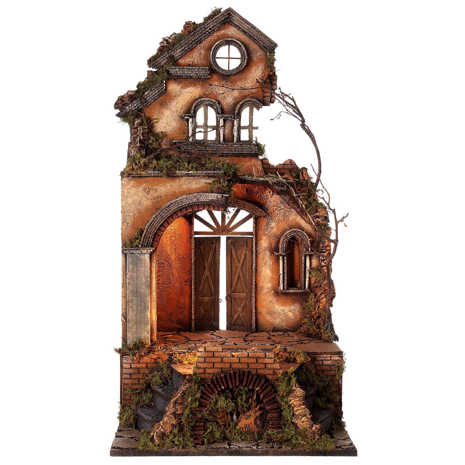 Holyart Crèche Napolitaine: Temple nativité Rois Mages crèche napolitaine 80x40x40 cm pour santons de 13 cm, Vide