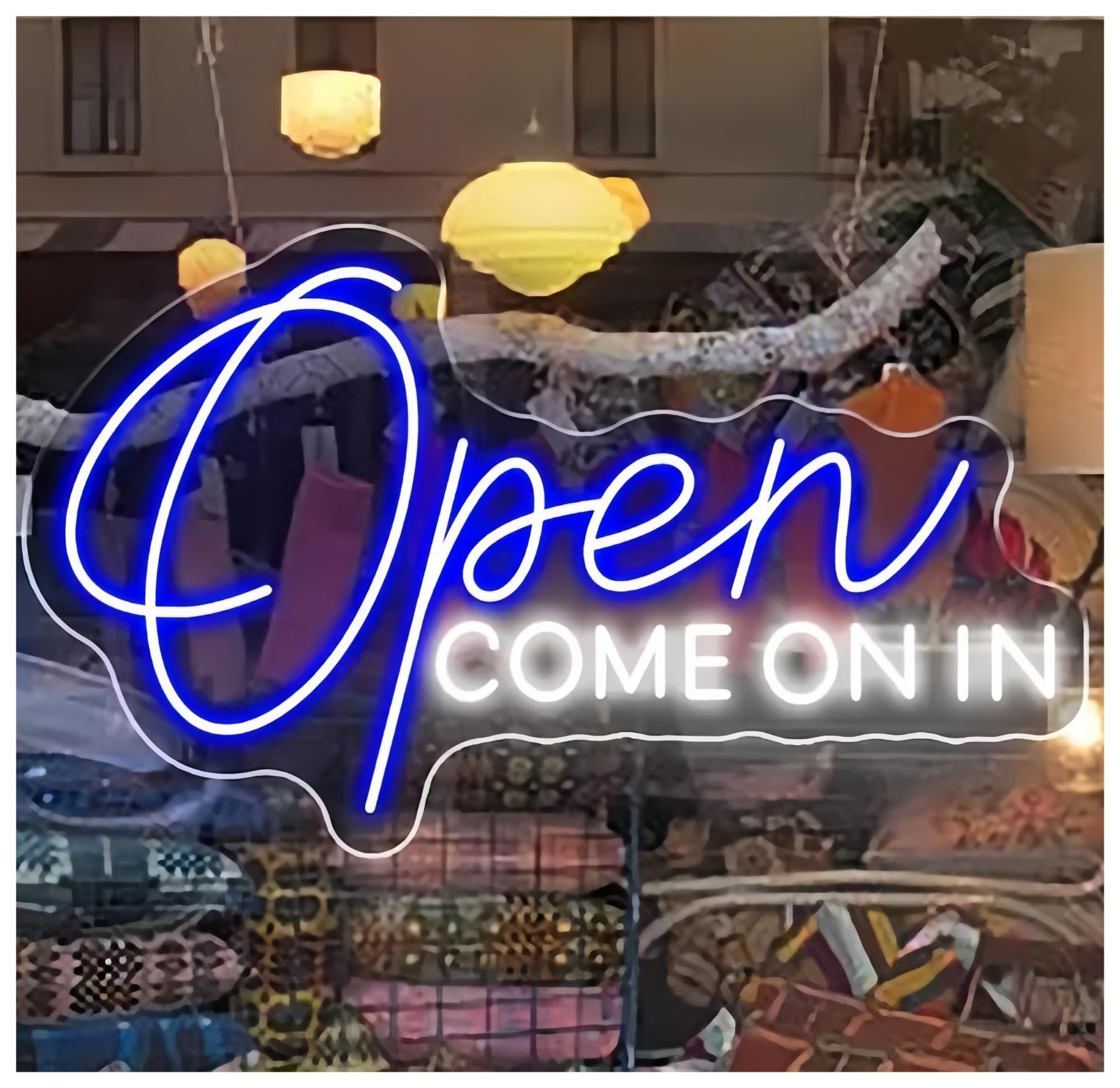 Sign Lamp Open Come On in Neon Sign for Restaurant Bar Shop Store Welcome 50cm(D)