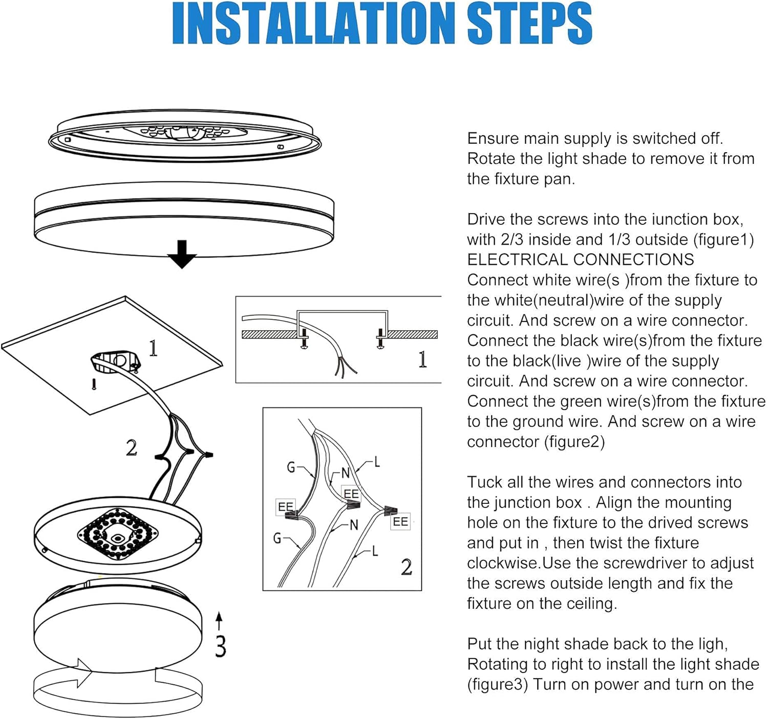 Flush Mount LED Ceiling Light Fixtures-13 Inch Close to Ceiling Light Fixtures-Bedroom Kitchen Light Fixtures Ceiling-Bathroom Modern Ceiling Light Round Dimmable 24W=180W 2700K-5000K Selectable 2Pack - - 