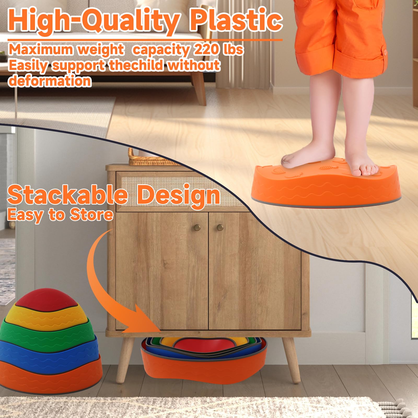 Piedras de Equilibrio para Niños, 5 Piedras Antideslizante Apilables, Juego Equilibrio Niños, Entrenamiento de Equilibrio en Interiores y Exteriores, Que Fomentan el Equilibrio y Habilidades Motoras