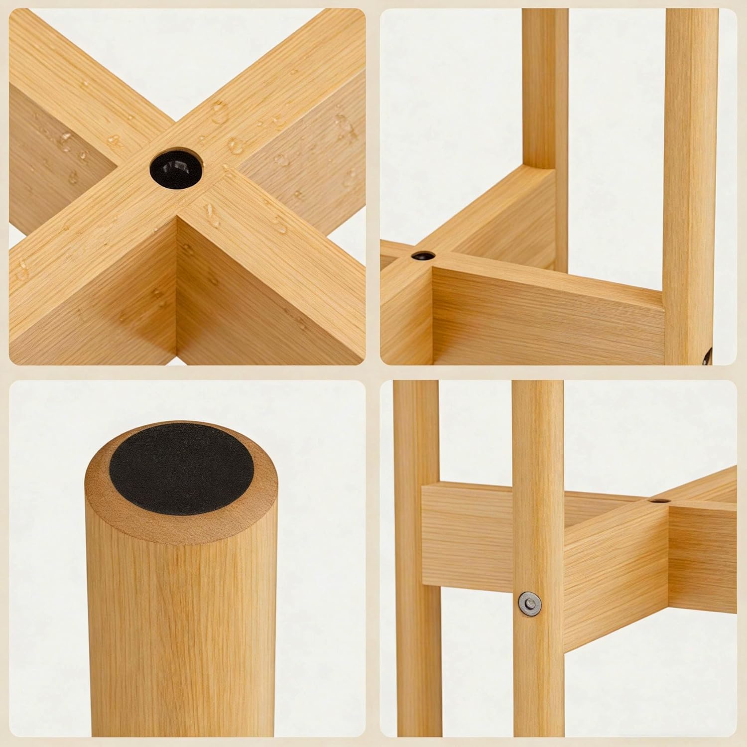 ALIGADO 2 Pack Bamboo Plant Stands Indoor, for Up to 12 Inch Pots, Built to Fit Corners, Sturdy & Stable Design, Natural Wood Color