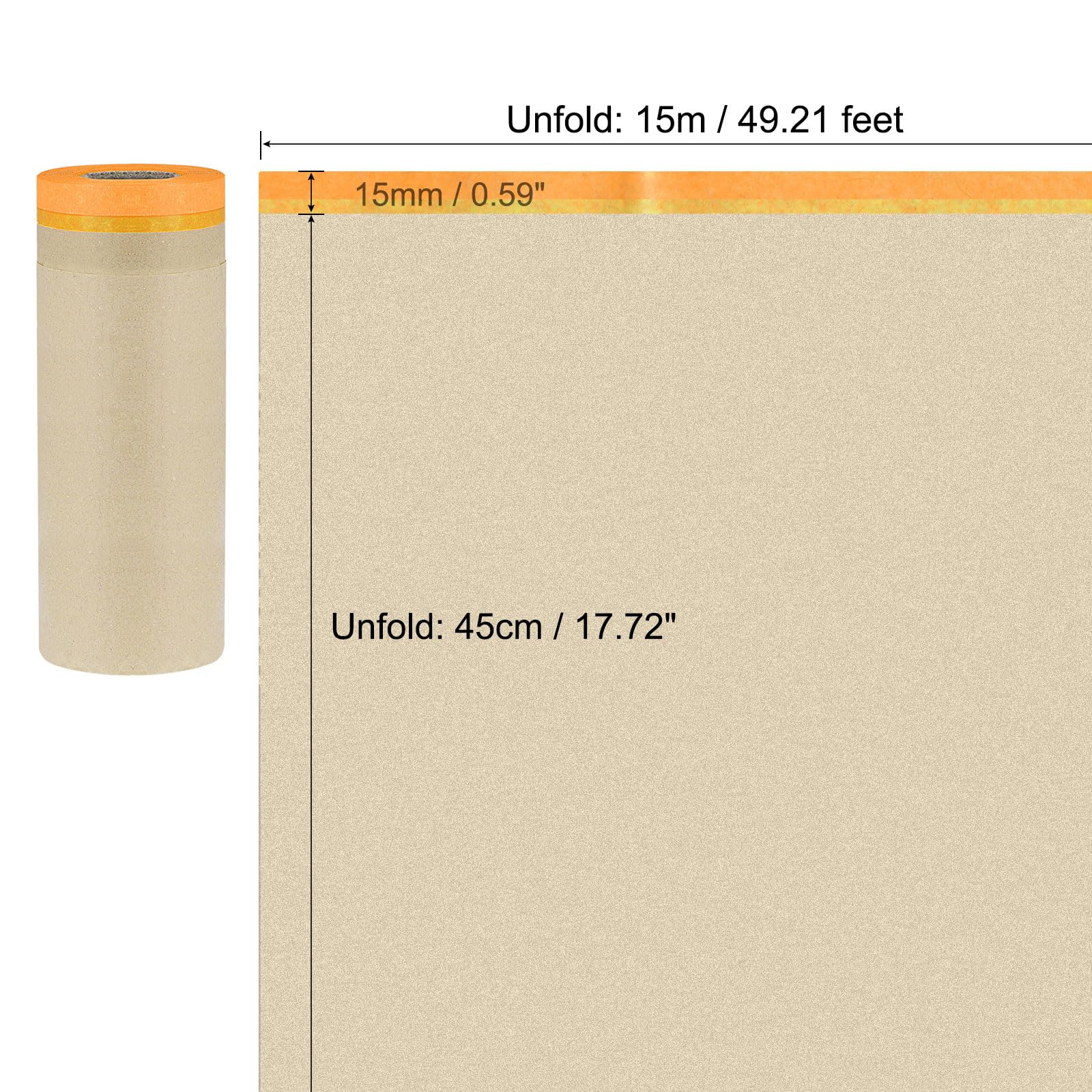 QUARKZMAN 10 Piezas De Papel Pretapeado 18 Pulgadas X 49 Pies Papel Marrón Cinta De Alto Pegamento Película Para Pintores Para Pintar Protección Y Cubrimiento De Pisos Automotrices Naranja