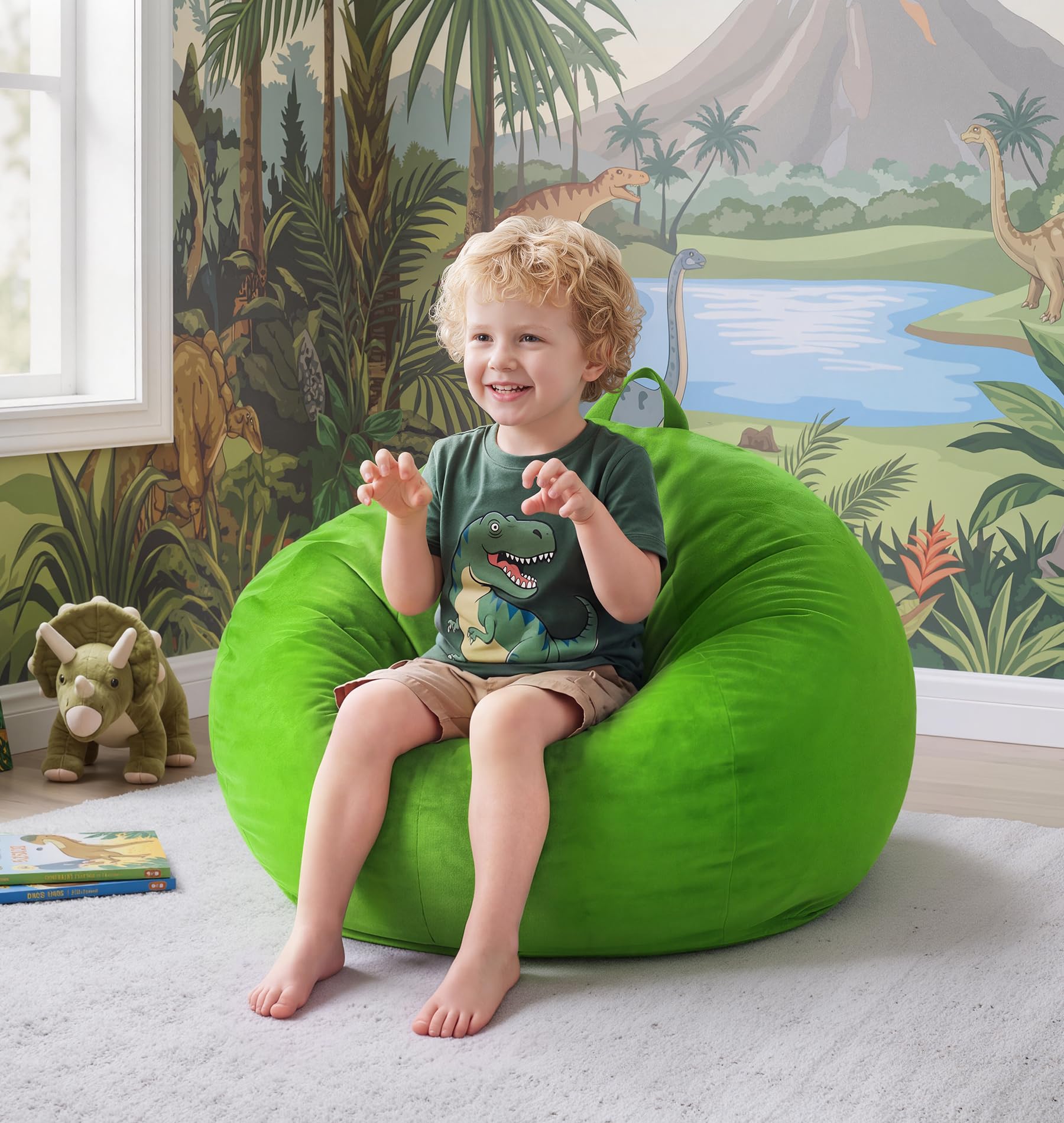 Hobestluk Bean Bag Chair 2ft BeanBag Velvet Fabric Small Lime