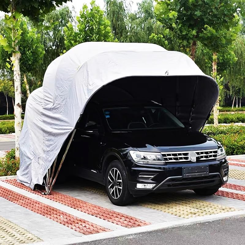 Portable Hydraulic Car Shelter Awning - Retractable Outdoor Vehicle Protection Canopy for All Weather Conditions, UV Resistant, Easy Setup, Ideal for Camping and Travel,18x8.2x7.6ft
