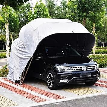 Outdoor Stainless Steel Carport, Large Folding Retractable Carport, Semi-Automatic Durable Shelter Car Awning, Heavy-Duty Mobile Portable Garage 18x8.2x7.6ft