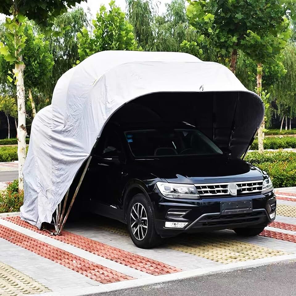 Portable Hydraulic Car Shelter Awning - Retractable Vehicle Protection for Outdoor Use, Weather-Resistant, Easy Setup, Ideal for Camping & Road Trips,19x8.2x8ft
