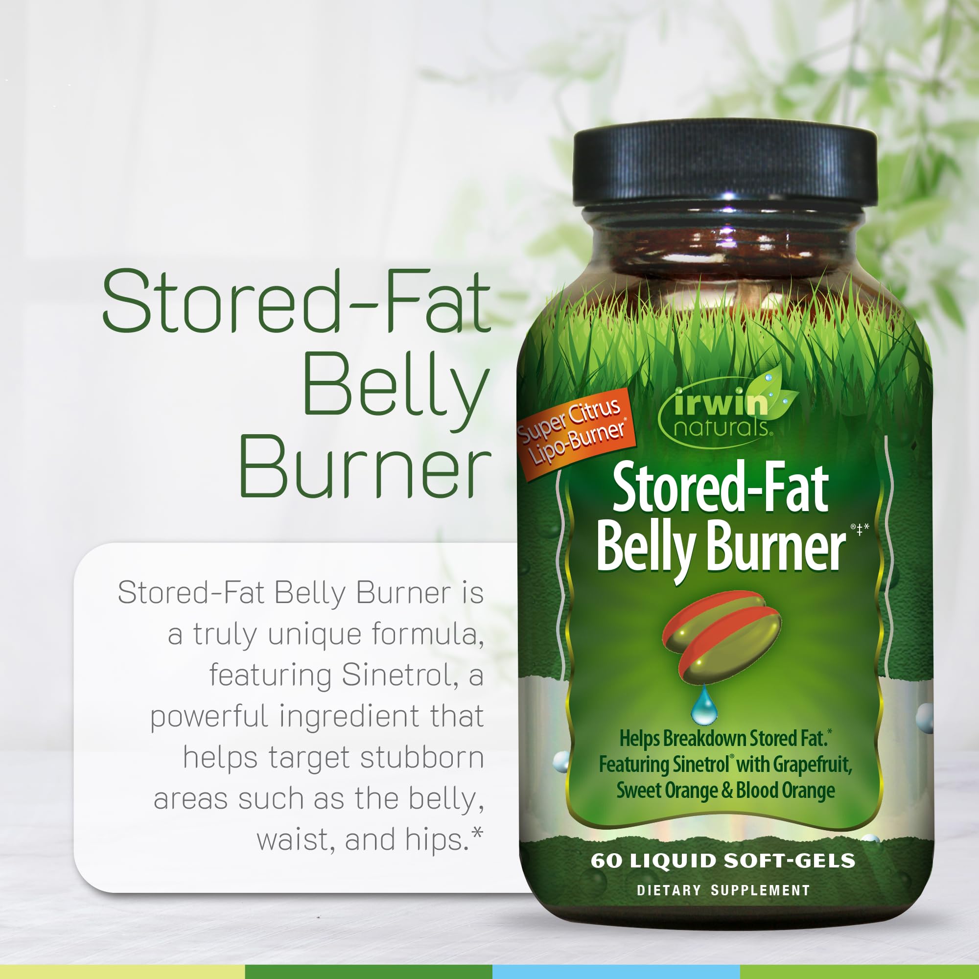 Irwin Naturals Stored-Fat Belly Burner – Sinetrol Citrus Blend for Fat Metabolism & Healthy Body Composition Support – Citrus Peel Complex + BioPerine