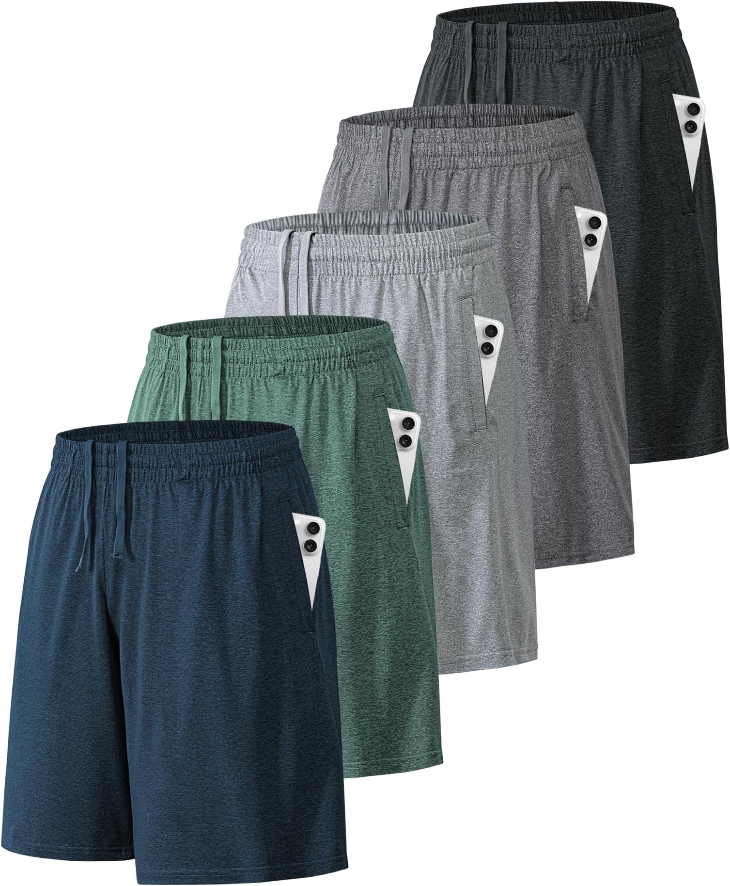 Athletic Shorts for Men with Pockets and Elastic Waistband Quick Dry Activewear