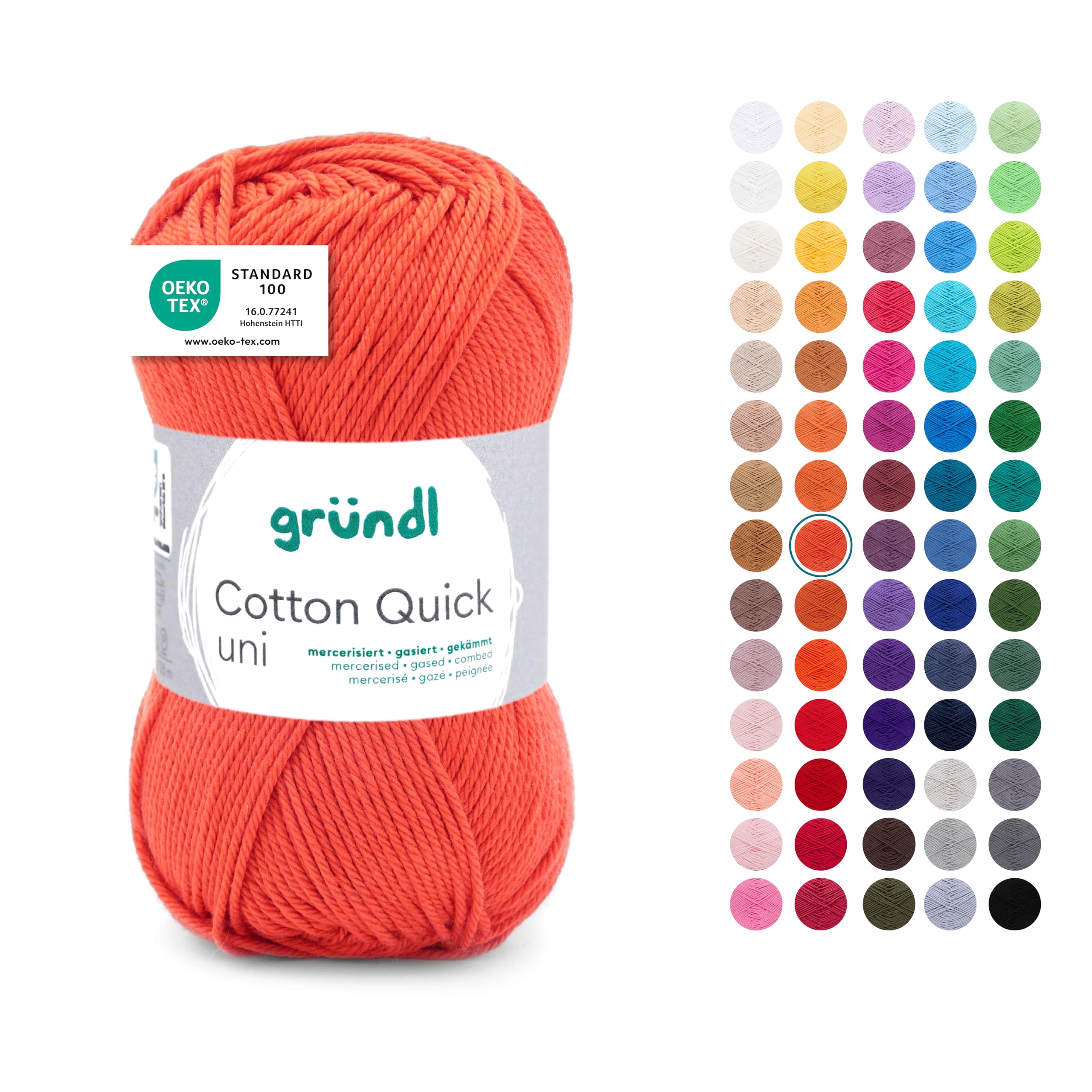 Gründl Wolle Cotton Quick uni Häkelgarn 1 Knäuel 50 g, Orange