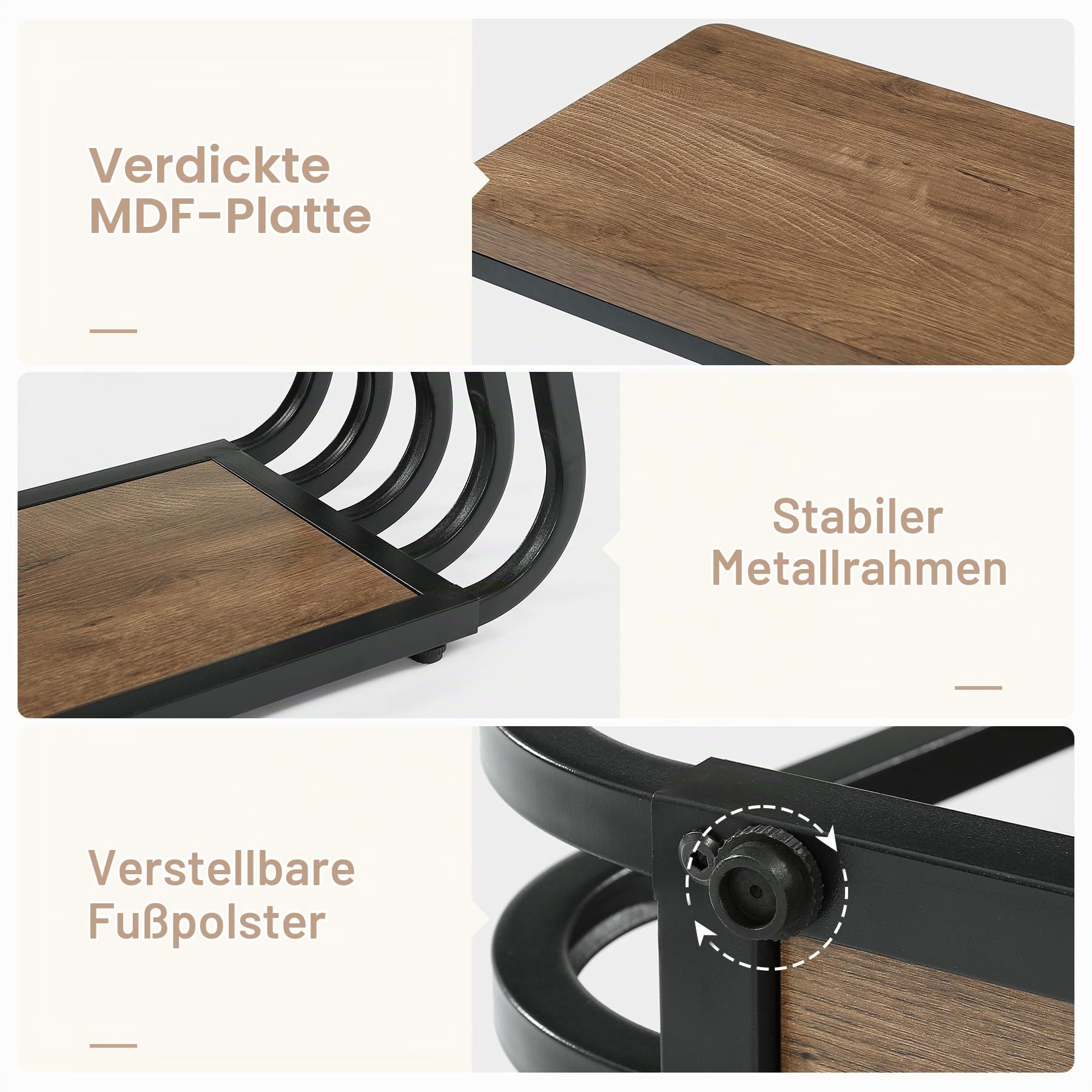 Tribesigns 140 cm Konsolentisch mit Ablagen, 3-stufiger Sofatisch mit Eisenrahmen, Holz Flurtisch für Wohnzimmer, Foyer, Flur, im Industrial-Stil