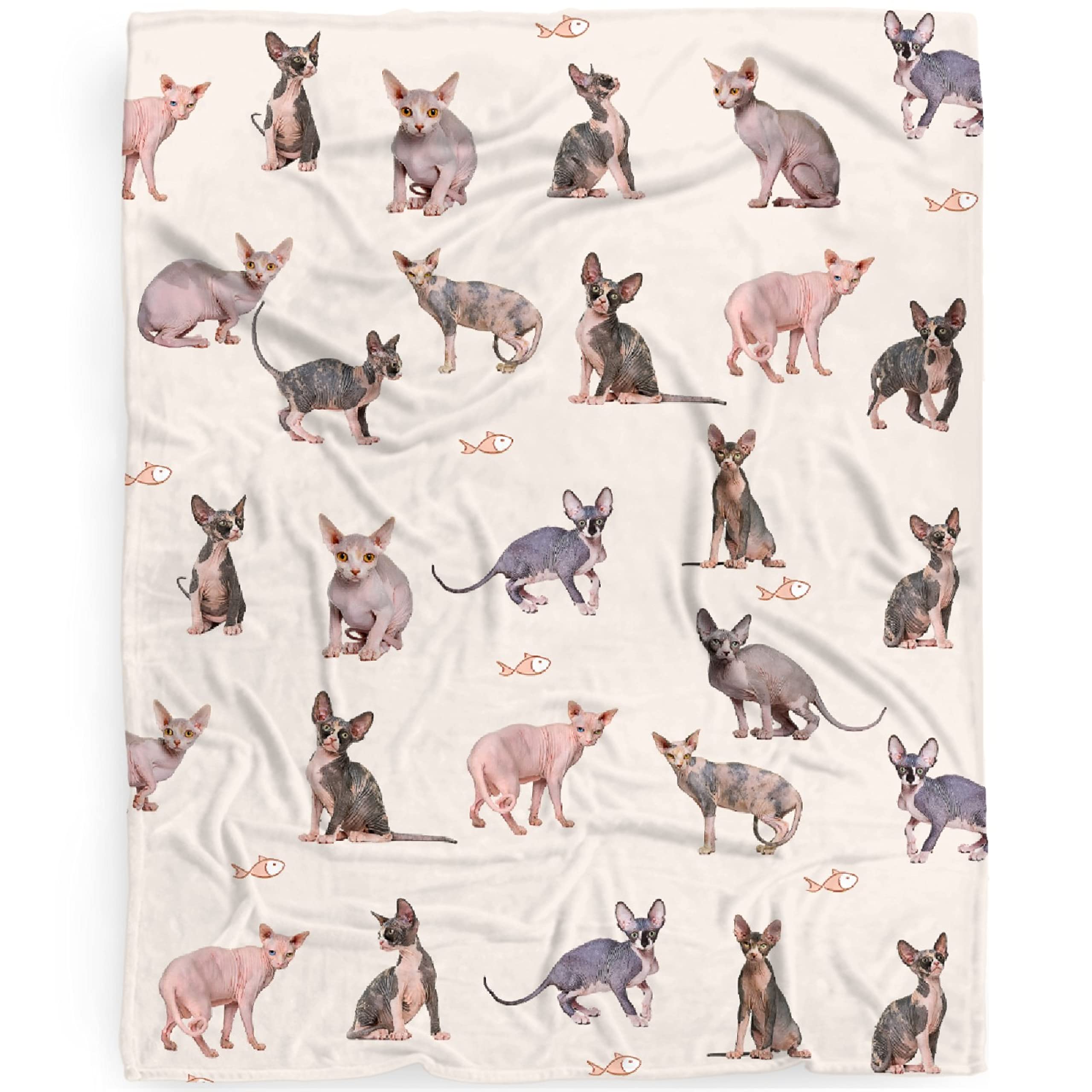 Sphynx Cats Blanket Gift for Boys Girls,Cat Gifts for Cat Lovers Cute Cat Throw Blanket Gifts for Kids Decor Plush Soft Lightweight Flannel Fleece