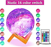 Vista 7 de Himalayan Glow Lámpara de luz nocturna 3D con galaxia y luna, luz de luna NSL de 5.9 pulgadas, 16 colores LED, regalos para niñas, niños, mujeres