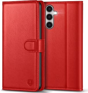 Kuafcase Funda para Samsung S24 Plus, 4 ranuras para tarjetas, cierre magnético, funda protectora para Samsung Galaxy S24 Plus, color rojo