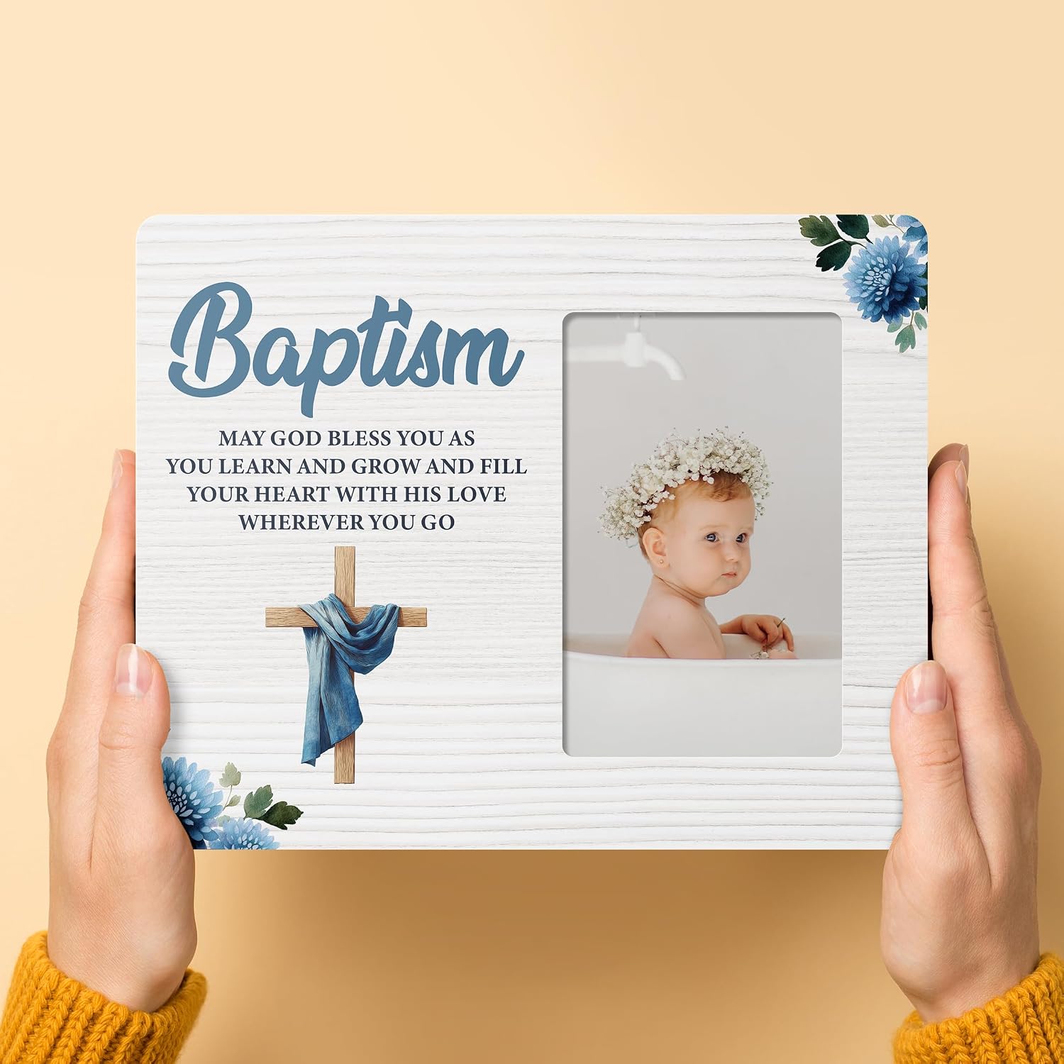 Baptism Gifts Picture Frame for Boys, Christening Gift Photo Frames from Godparents, 4x6 Inch Photo