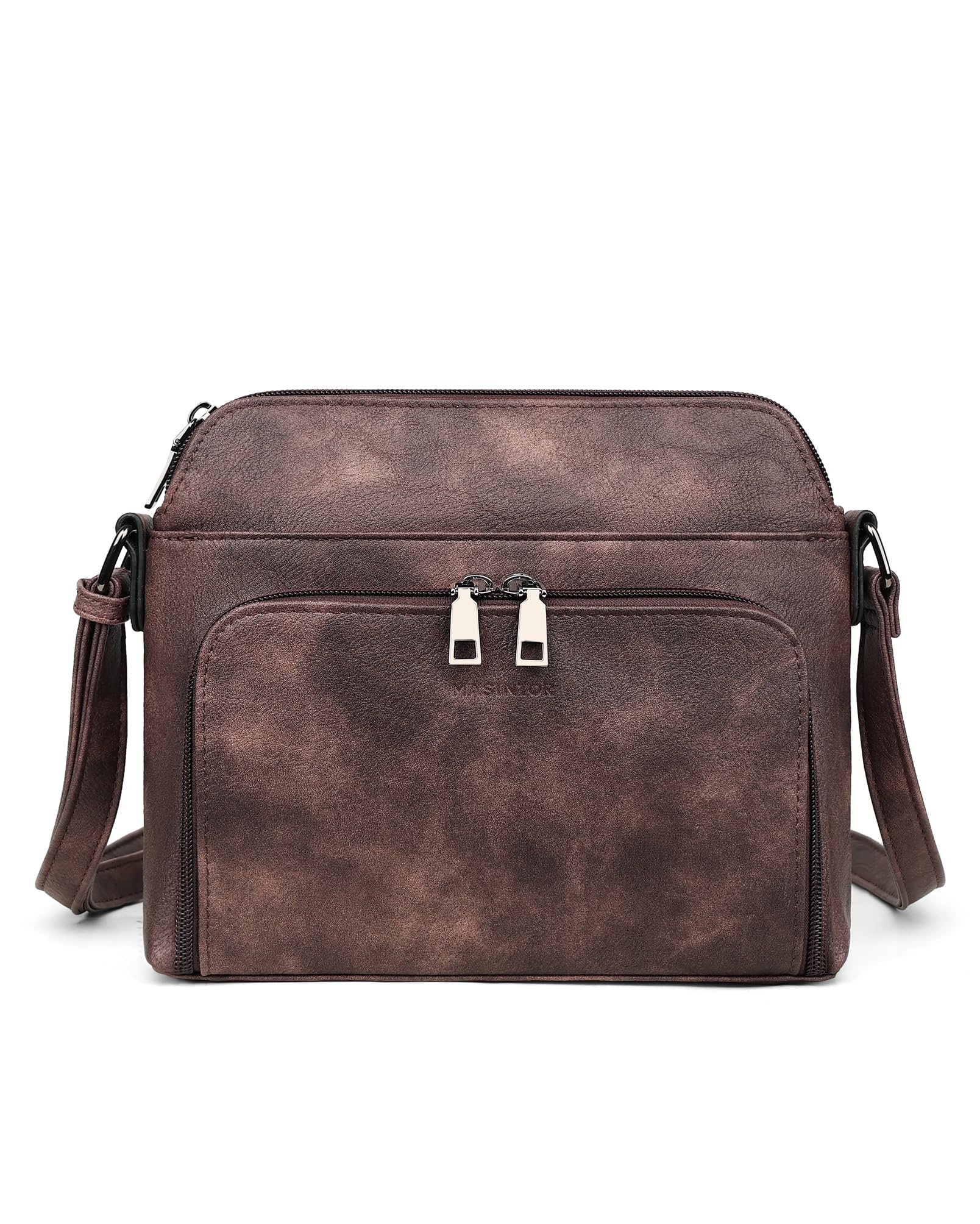 MASINTOR Crossbody Purse Bags for Women, Multi-Pocket Soft Leather Shoulder Purse with Tassel, Lightweight Travel Handbag