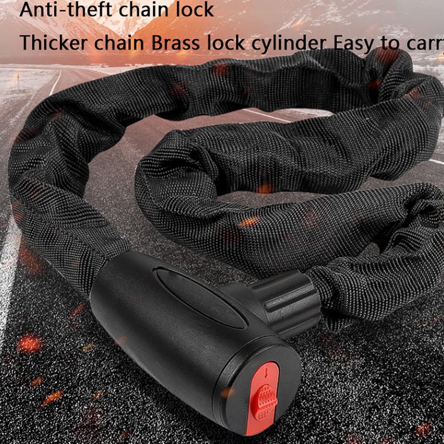 Bike Chain Lock Thick Bike Chain Lock with Key Bike Locks Heavy Duty Anti Theft for Electric Bike, Motorcycle (0.6m)